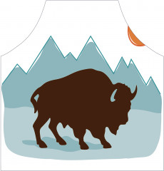 Фартук для кухни «Бизон возле гор» - Фото 1