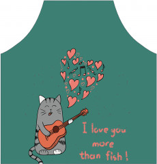 Фартук для кухни «Влюбленный кот-гитарист» - Фото 1