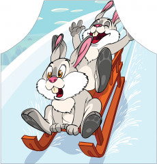 Фартук для кухни «Кролики на санках» - Фото 1