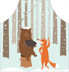 Фартук для кухни «Медведь баянист» - Фото 1