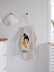 Фартук для кухни «Нежные объятия девочки с кошечкой» - Фото 2