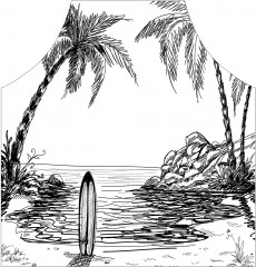 Фартук для кухни «Одинокий серф на пляже» - Фото 1