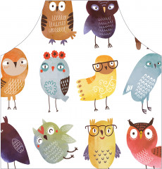 Фартук для кухни «Разные совы» - Фото 1