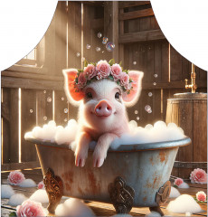 Фартук для кухни «Хрюша с розами» - Фото 1