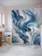Штора для ванной с водоотталкивающей пропиткой «Акварельные волны» - Фото 1