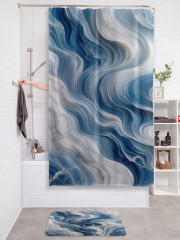 Штора для ванной с водоотталкивающей пропиткой «Акварельные волны» - Фото 2