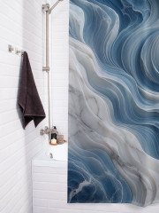 Штора для ванной с водоотталкивающей пропиткой «Акварельные волны» - Фото 3