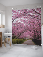Штора для ванной с водоотталкивающей пропиткой «Аллея сакуры» - Фото 1