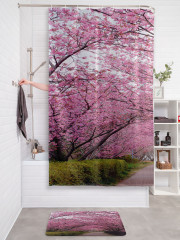 Штора для ванной с водоотталкивающей пропиткой «Аллея сакуры» - Фото 2