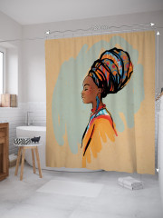 Штора для ванной с водоотталкивающей пропиткой «Африканка в тюрбане» - Фото 1