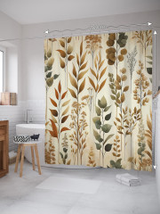 Штора для ванной с водоотталкивающей пропиткой «Бежевые листья» - Фото 1