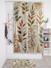 Штора для ванной с водоотталкивающей пропиткой «Бежевые листья» - Фото 2