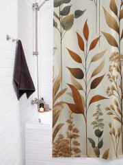 Штора для ванной с водоотталкивающей пропиткой «Бежевые листья» - Фото 3