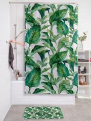 Штора для ванной с водоотталкивающей пропиткой «Ботаника тропических листьев» - Фото 2