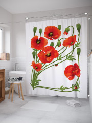 Штора для ванной с водоотталкивающей пропиткой «Букет маков» - Фото 1