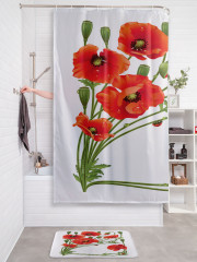 Штора для ванной с водоотталкивающей пропиткой «Букет маков» - Фото 2