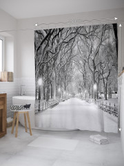 Штора для ванной с водоотталкивающей пропиткой «Бульвар зимней ночью» - Фото 1