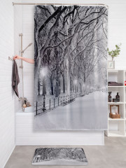 Штора для ванной с водоотталкивающей пропиткой «Бульвар зимней ночью» - Фото 2