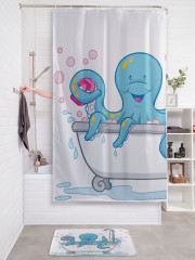 Штора для ванной с водоотталкивающей пропиткой «Веселый осьминожек» - Фото 2