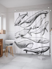Штора для ванной с водоотталкивающей пропиткой «Виды китов» - Фото 1