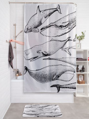 Штора для ванной с водоотталкивающей пропиткой «Виды китов» - Фото 2