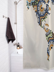 Штора для ванной с водоотталкивающей пропиткой «Вышитая карта мира» - Фото 3