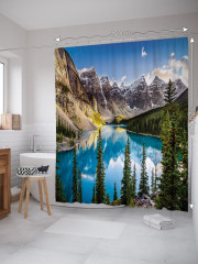 Штора для ванной с водоотталкивающей пропиткой «Горы у озера» - Фото 1