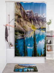 Штора для ванной с водоотталкивающей пропиткой «Горы у озера» - Фото 2
