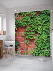 Штора для ванной с водоотталкивающей пропиткой «Девичий виноград на кирпичной стене» - Фото 1