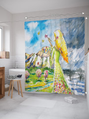 Штора для ванной с водоотталкивающей пропиткой «Девушка-весна» - Фото 1
