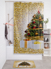 Штора для ванной с водоотталкивающей пропиткой «Ёлка в конфетти» - Фото 2