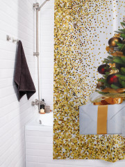 Штора для ванной с водоотталкивающей пропиткой «Ёлка в конфетти» - Фото 3
