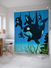 Штора для ванной с водоотталкивающей пропиткой «Касатки» - Фото 1