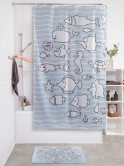 Штора для ванной с водоотталкивающей пропиткой «Контурные подводные жители» - Фото 2