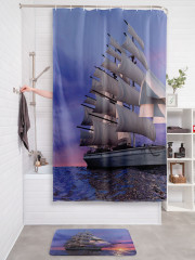 Штора для ванной с водоотталкивающей пропиткой «Корабль на закате» - Фото 2