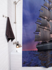 Штора для ванной с водоотталкивающей пропиткой «Корабль на закате» - Фото 3