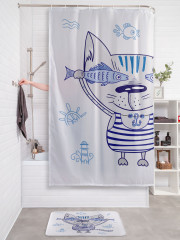 Штора для ванной с водоотталкивающей пропиткой «Кот с рыбными очками» - Фото 2