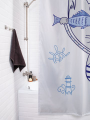 Штора для ванной с водоотталкивающей пропиткой «Кот с рыбными очками» - Фото 3