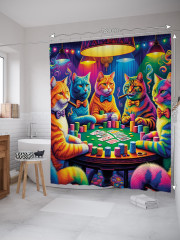 Штора для ванной с водоотталкивающей пропиткой «Кошачий покер» - Фото 1