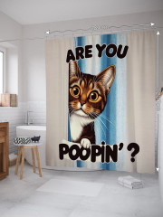 Штора для ванной с водоотталкивающей пропиткой «Кошачьи вопросы» - Фото 1