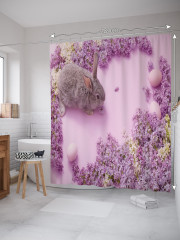 Штора для ванной с водоотталкивающей пропиткой «Кролик в сирени» - Фото 1