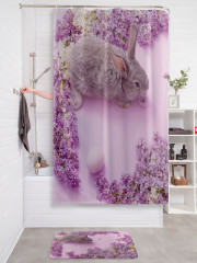 Штора для ванной с водоотталкивающей пропиткой «Кролик в сирени» - Фото 2