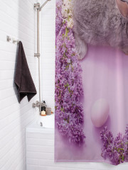 Штора для ванной с водоотталкивающей пропиткой «Кролик в сирени» - Фото 3