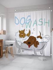 Штора для ванной с водоотталкивающей пропиткой «Купание собак» - Фото 1