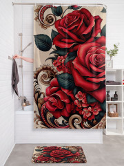 Штора для ванной с водоотталкивающей пропиткой «Леопард в розах» - Фото 2