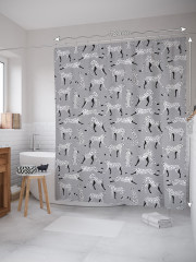 Штора для ванной с водоотталкивающей пропиткой «Леопарды на сером фоне» - Фото 1