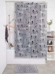 Штора для ванной с водоотталкивающей пропиткой «Леопарды на сером фоне» - Фото 2