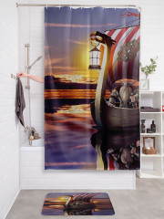 Штора для ванной с водоотталкивающей пропиткой «Лодка викингов» - Фото 2