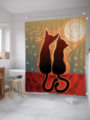 Штора для ванной с водоотталкивающей пропиткой «Мечтающие коты» - Фото 1