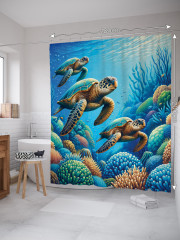Штора для ванной с водоотталкивающей пропиткой «Мудрые черепахи» - Фото 1